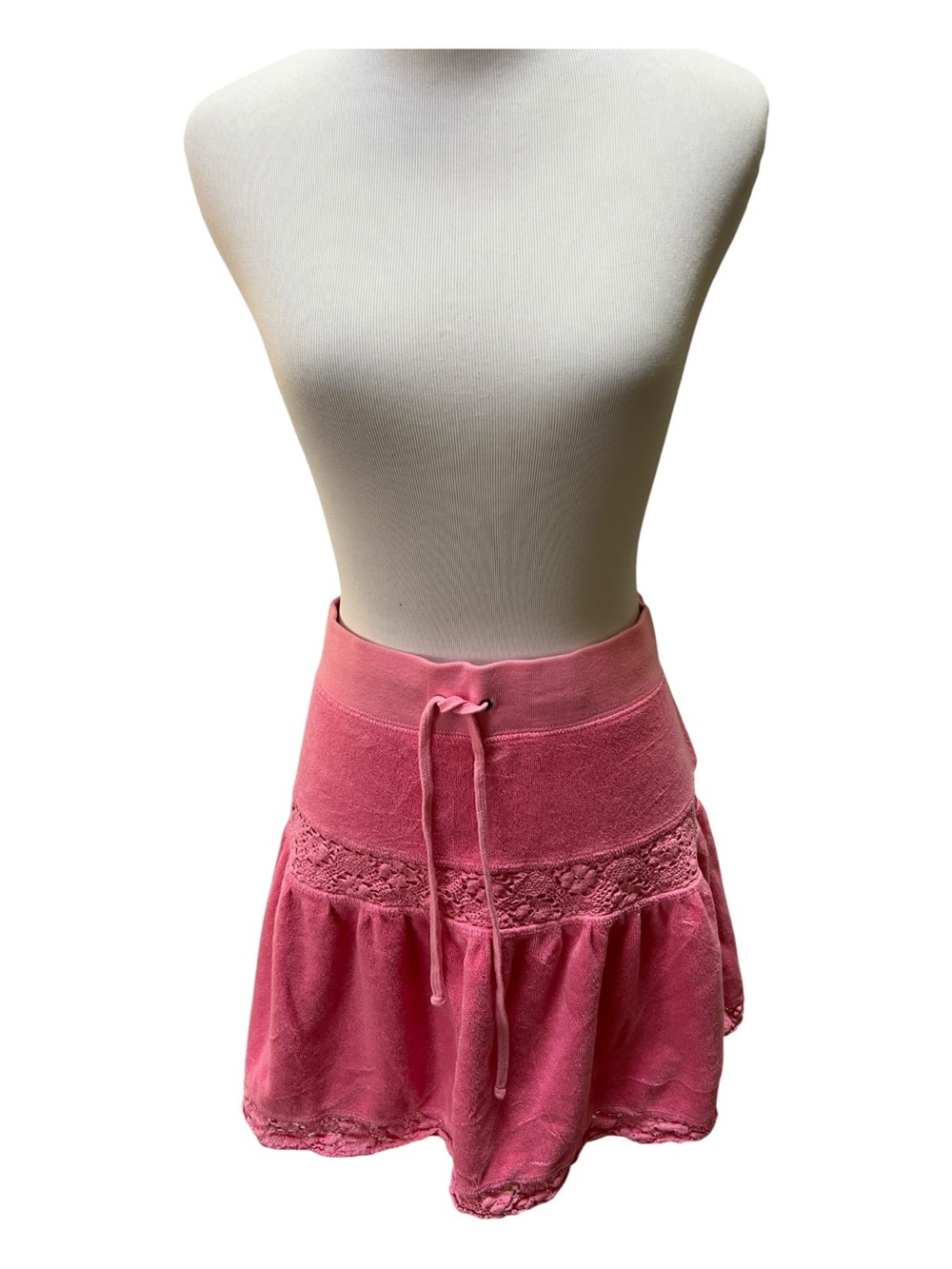 JUICY COUTURE Vintage Pink Terry & Crochet Skirt